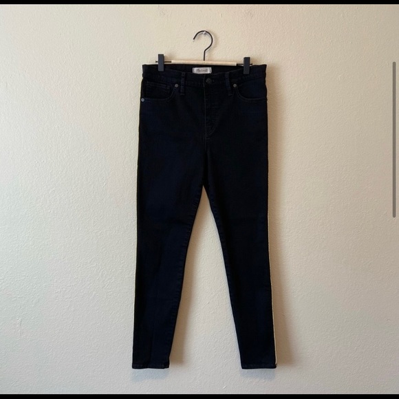Madewell 10” High Rise Skinny Black Gold Piping - Picture 2 of 7